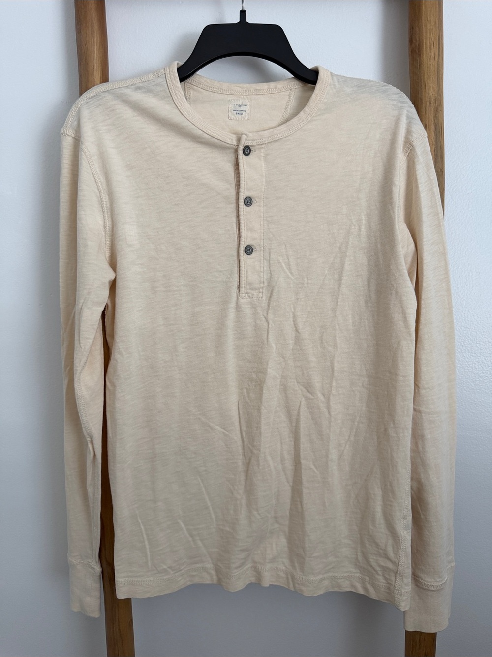 J. Crew Men's Long-Sleeve Henley in Cream